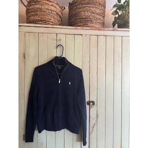 Ralph Lauren Navy Zip-Up Cotton Cardigan